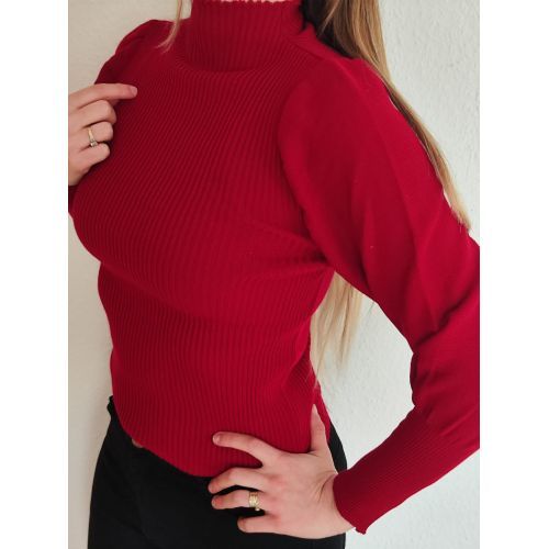 Boğazlı Kendiden Desenli Standart Beden Triko Kazak