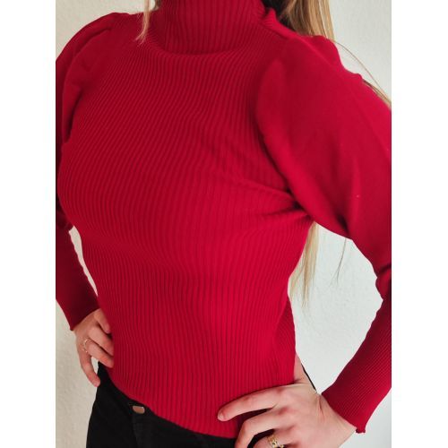 Boğazlı Kendiden Desenli Standart Beden Triko Kazak