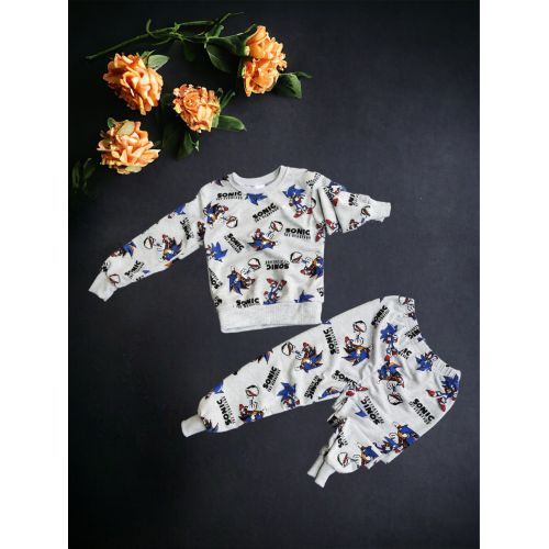 Dijital Karakter Baskili Cepsiz Pijama Takimlar (Sonic)