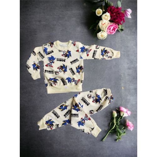 Dijital Karakter Baskili Cepsiz Pijama Takimlar ( Sonic )