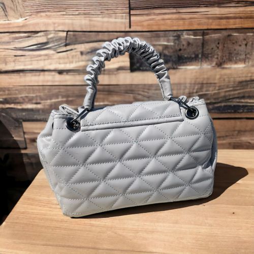 Baklava Desenli Büzgürlü Tutamaç Detaylı El ve Omuz Çantası