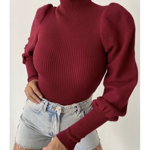 Boğazlı Kendiden Desenli Standart Beden Triko Kazak