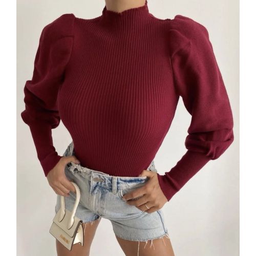 Boğazlı Kendiden Desenli Standart Beden Triko Kazak