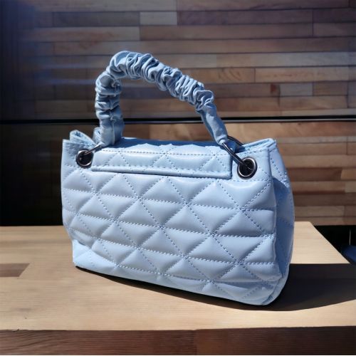 Baklava Desenli Büzgürlü Tutamaç Detaylı El ve Omuz Çantası