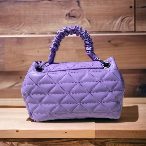 Baklava Desenli Büzgürlü Tutamaç Detaylı El ve Omuz Çantası