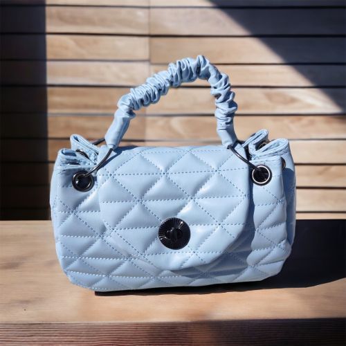 Baklava Desenli Büzgürlü Tutamaç Detaylı El ve Omuz Çantası