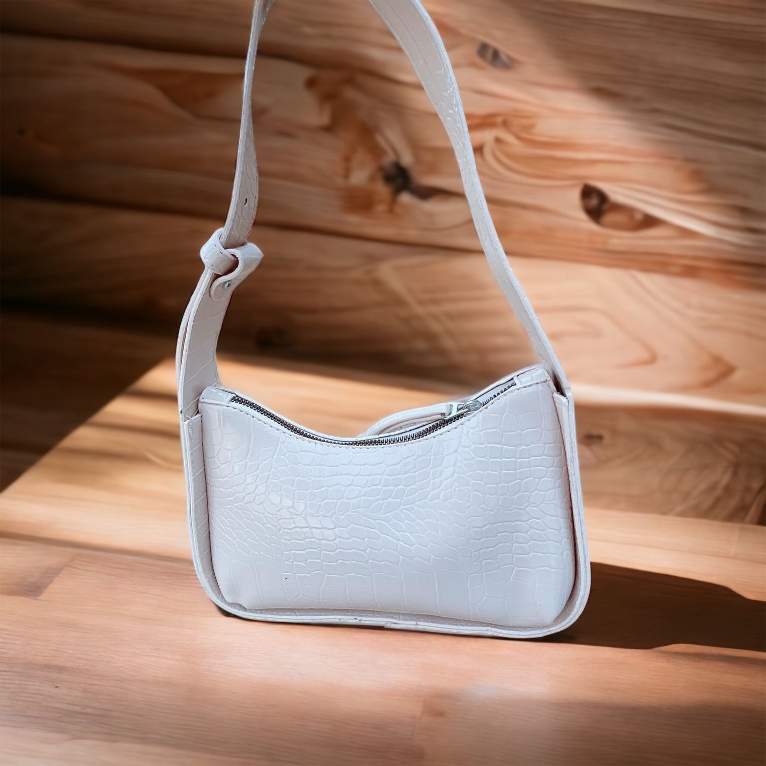 Kroko Desenli Baget Model El ve Omuz Çantası